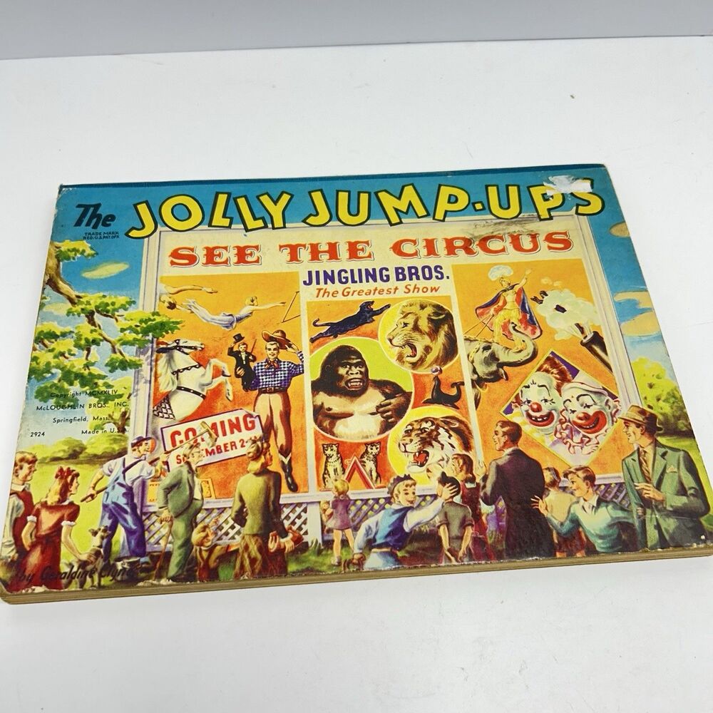 Jolly Jump-Ups See the Circus Vintage 1944 McLoughlin Bros Hard Cover Side Show